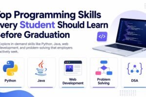 Computer science students learning Python, Java, web development, databases, GitHub, and programming problem-solving skills