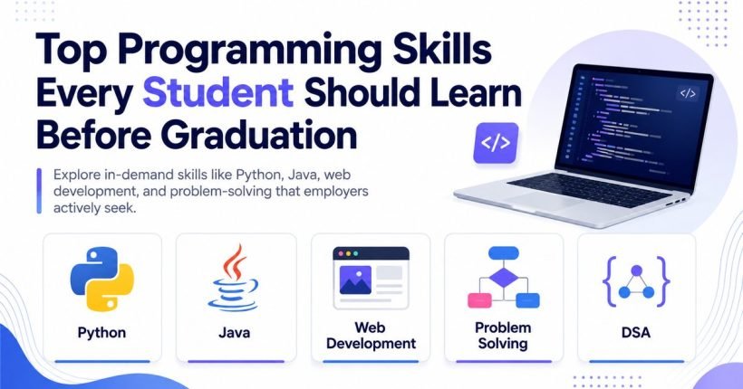 Computer science students learning Python, Java, web development, databases, GitHub, and programming problem-solving skills